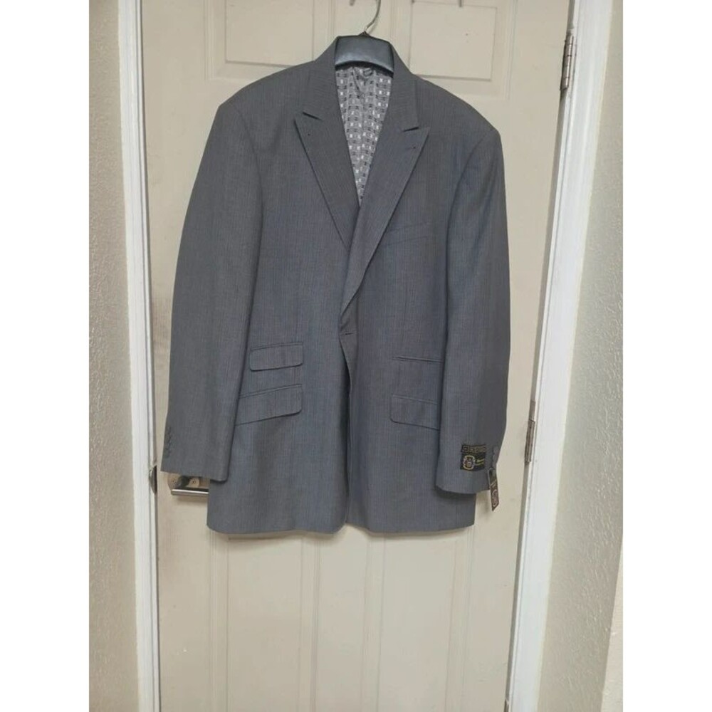 MECCA Men's 2-Piece Suit Gray Pinstripe NWT Jacket 50L Pants 44W Delfino